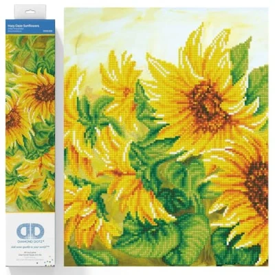 Immagine di DIAMOND DOTZ Kit Pittura Intermedio, DD10, Tessuto, Hazy Daze Girasoli, 41 x 57 cm