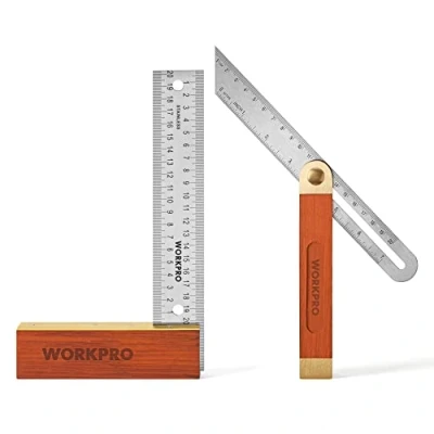 Immagine di WORKPRO Squadrette da Carpenteri 2 Pezzi, Squadra Falegname con Lama in Acciaio Inossidabile 200mm/230mm