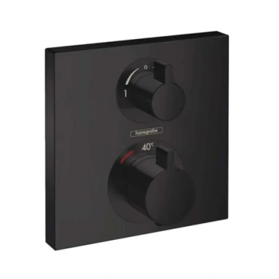 Immagine di hansgrohe Ecostat Square Miscelatore termostatico ad incasso per 2 utenze, nero opaco, 15714670