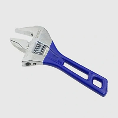 Immagine di Vogueing Tool Chiave regolabile da 115 mm, leggera, compatta, con impugnatura morbida, ganascia larga, colore blu, corta (capacità di larghezza mascella: 24 mm)