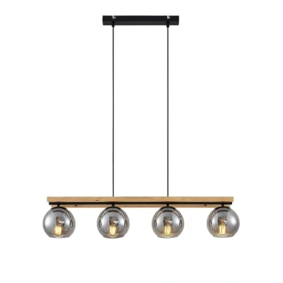 Immagine di lampada a sospensione &#039;Enrique&#039; dimmerabile (Moderno) colore Ocra, in Vetro ad es. Soggiorno &amp; Sala da pranzo (4 luci, E27) di Lindby vetro, sospensione,