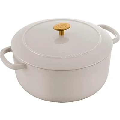 Immagine di BALLARINI Bellamonte Casseruola in ghisa smaltata, rotonda, 26 cm, 5,5 l, colore: bianco avorio
