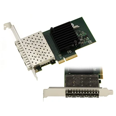 Immagine di KALEA INFORMATIQUE Scheda controller di rete PCIe SFP a 4 porte in fibra LC con chipset Intel I350AM4. Ethernet quadrupla Gigabit