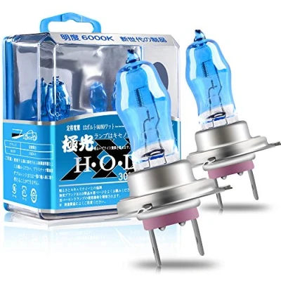 Immagine di 2 x Lampadine H7 Alogene 100W 12V 6000K ad alta penetrazione per Auto e Moto. Luce Abbagliante Anabbagliante Fari Anteriori, con Effetto Xenon bianca