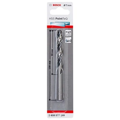 Immagine di Bosch Accessories 2608577169 HSS PointTeQ (7 x 69 109 mm) Punta Elicoidale per Trapano Metallo, Acciaio, Fusione o Plastica, Grigio (Argento), Ø 7 mm