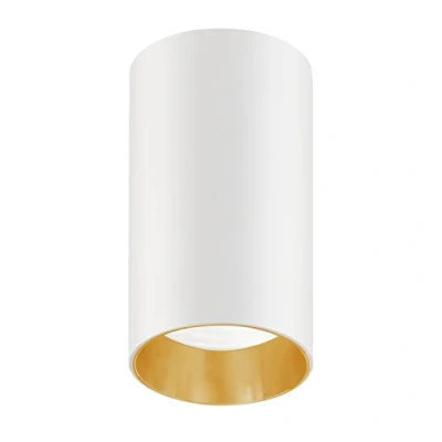 Immagine di Maclean MCE458 plafoniera Faretto con attacco GU10 per lampade LED e alogene fino a 35W 55x100mm alluminio (1 pezzo senza lampadina, Oro/bianco)