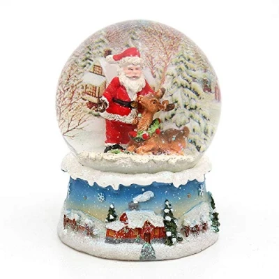 Immagine di Palla di neve con Babbo Natale, dimensioni (Alt/Larg/Diametro sfera): circa 8,5 x 7 6,5 cm. Renna