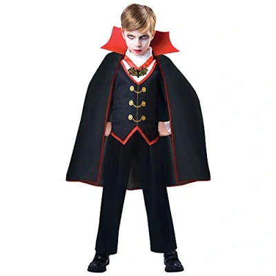 Immagine di amscan 9914695 Costume da vampiro vittoriano Dracula per bambini, Halloween, 10 12 anni