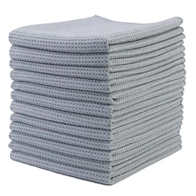 Immagine di Polyte panno in microfibra premium a nido d&#039;ape per pulizia cucina e piatti grigio 40 x 71 cm 12 pezzi