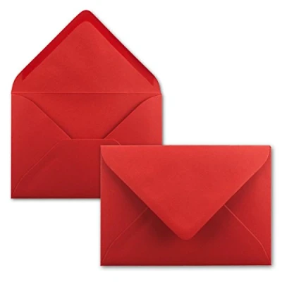 Immagine di 100x Buste B6 17,5 x 12,5 cm rosso colla umida con lembo a punta 120 g/m² per matrimoni, biglietti d&#039;auguri, inviti