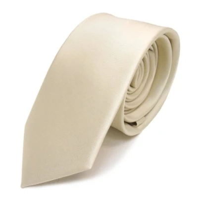 Immagine di TigerTie stretta raso cravatta crema beige avorio uni
