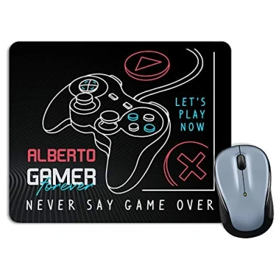 Immagine di Tappetino per mouse Gamer Forever. Regalo geek personalizzato. Vari modelli. Forma rettangolare. Dimensione 18x22cm. Forever