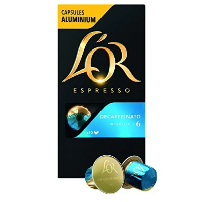 Immagine di L&#039;OR Caffè Espresso Decaffeinato Intensità 650 Capsule Compatibili Nespresso In Alluminio (Set Di 5X10 Capsule)