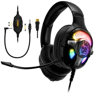 Immagine di EMPIRE GAMING WarCry G W10 Cuffie Gamer RGB Audio Surround 7.1 Virtuale Software incluso Anti Rumore Compatibile PS4, PS5, Xbox One Series, PC, MAC Telecomando Microfono Staccabile