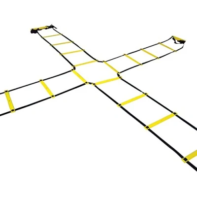 Immagine di Sportacular Gear scala di coordinazione Cross (4 vie) 4 x 2 m con custodia, per allenamento coordinazione, agility, calcio, basket, fitness