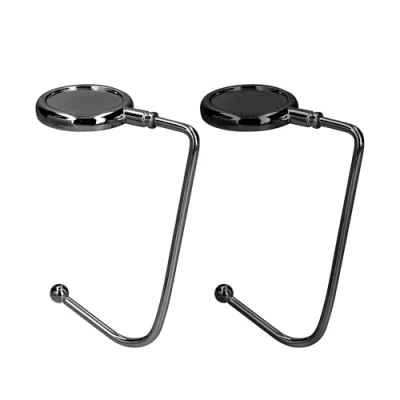 Immagine di kwmobile 2x Gancio Borsa da Tavolo Appendi in Alluminio Antiscivolo Antigraffio Set Appendiborsa per Tavoli e Scrivanie max. 3kg ardesia scuro/nero