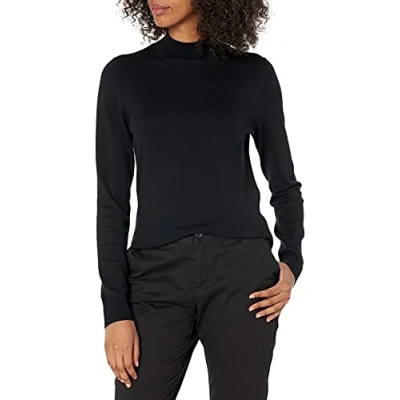 Immagine di Amazon Essentials Maglione Leggero con Collo a Lupetto (Disponibile in Taglie Forti) Donna, Nero, S