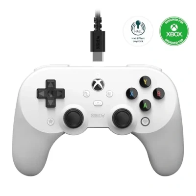 Immagine di 8Bitdo Pro 2 Wired Controller for Xbox, Hall Effect Joystick Update, 3.5mm Audio Jack, Compatible with Xbox Series XS, One, Windows 10/11 Officially Licensed (White)