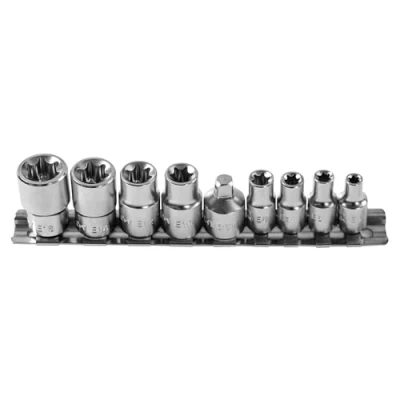 Immagine di Hogert Technik HT1A884 Set bussole 9 Torx Acciaio al cromo vanadio 1/4, 3/8 Quadrato
