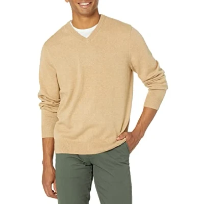Immagine di Amazon Essentials Maglione con Scollo a V (Disponibile in Taglie Extra Forti) Uomo, Cammello Puntinato, L