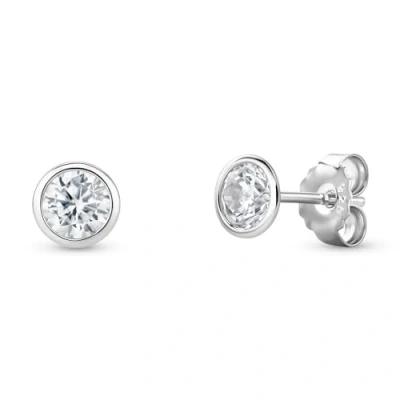 Immagine di Miore Orecchini Donna Punto Luce con Zirconi Brillanti Argento Sterling 925, Orecchino Bottone taglio Brillante Piccoli anallergici. Chiusura perno passante e farfalla.