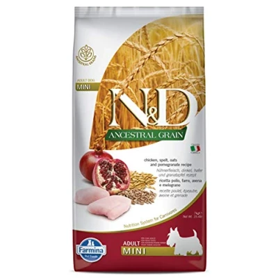 Immagine di Multipack risparmio! 2 x 7 kg Farmina Adult Mini Crocchette cane Low Grain Pollo e Melograno