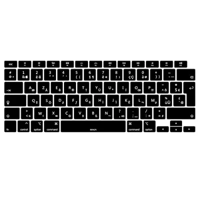 Immagine di MiNGFi Francese AZERTY Silicone Coperchio della Tastiera Copritastiera per MacBook Air 13&quot; Touch ID Modello M1 A2337 A2179 (2020+) EU/ISO Layout Nero