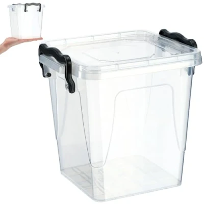 Immagine di KADAX contenitore con coperchio, robusto di plastica in plastica, per il pranzo, trasparente alimenti chiusura a scatto (1,8 l)