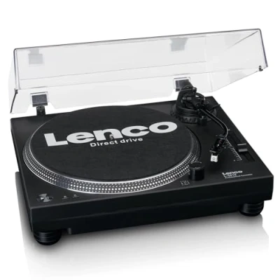 Immagine di Lenco L 3818 Giradischi con azionamento diretto DJ Pitch Control 33 e 45 giri/min Preamplificatore stereo USB RCA Line Out Digitalizzazione via PC Nero, 3818BK