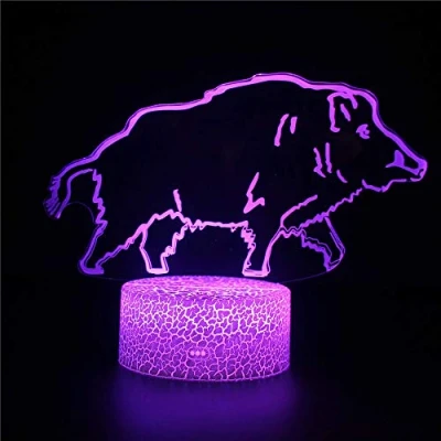 Immagine di 3D Illusione Lampada Cinghiale Luce D&#039;umore 7 Cambiare Colore Acrilico LED Notturna Cavi USB Camera Da Letto Scrivania Decorazione