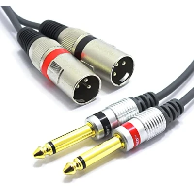 Immagine di VITALCO Cavo Dual XLR Maschio a 2x Jack 6.3mm Mono per Microfono 1.5m Doppio 6.3 TS Audio 3 Pin Connettore Adattatore