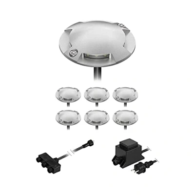 Immagine di ledscom.de Lampada da terra a LED Bunda, 4 luci, per esterni, passabile, bianco caldo, set di 7