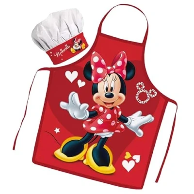 Immagine di Sorrisini Set Chef Bambino, Grembiule da Cuoco per Bambini, Cappello Vestito e Regolabile dipingere Minnie Mouse