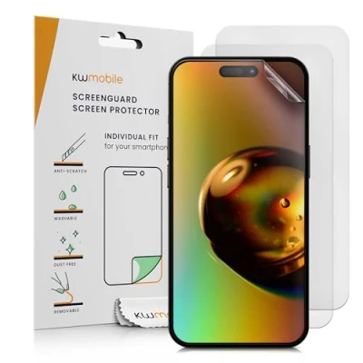 Immagine di kwmobile 3X Pellicola Protettiva Compatibile con Apple iPhone 16 Protezione Display Opaca antiriflesso Anti Impronte