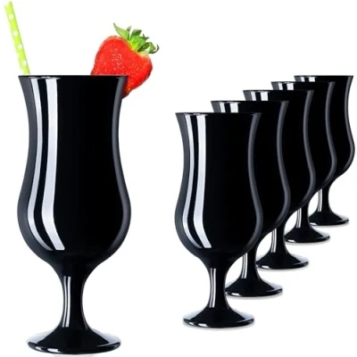 Immagine di PLATINUX bicchieri da cocktail neri max. 470 ml in vetro set (6 pezzi) long drink, per feste milkshake grande