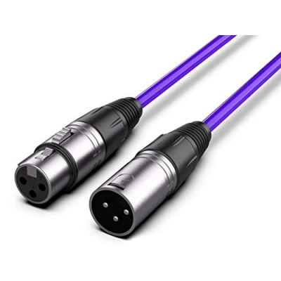 Immagine di Audibax Silver Cavo XLR Maschio a Femmina Lunghezza 10 metri Connettori OFC ad Alta Trasmissione del Segnale Rivestito in PVC Massimo Isolamento Diametro 6 mm Colore Viola