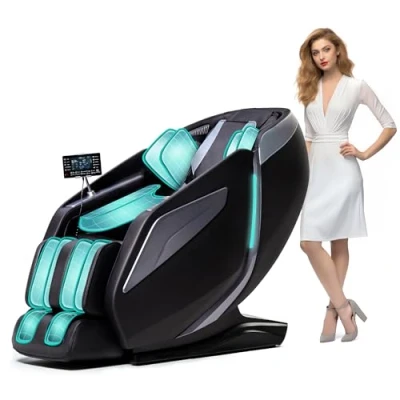 Immagine di HealthRelife Sedia massaggiante a corpo intero scansione corporea, braccia robotiche 3D intelligenti, funzione di massaggio Shiatsu intelligente con voce e riscaldamento per la schiena nero
