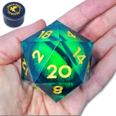 Immagine di Power Beast Dungeon Dadi Giganti D20 55mm Occhio di Drago Rotante, D20, Grandi, Set Dadi, D&amp;D, Dungeons and Dragons, Poliedrici DND, D&amp;D.