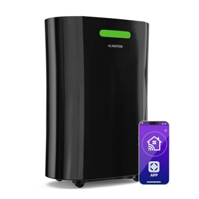 Immagine di Klarstein AeroDry Smart 12l Deumidificatore,12L/g, Serbatoio da 2,5L, WiFi, App &amp; Alexa Control, Silenzioso: 39dB, Display LED, Filtro a Carboni, Timer, per Casa, Bagno, Camera Letto, Nero