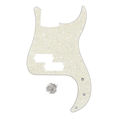 Immagine di FLEOR Battipenna per basso di precisione standard a 13 fori in stile moderno senza tacca truss rod modello P 4 corde, giallo chiaro perla