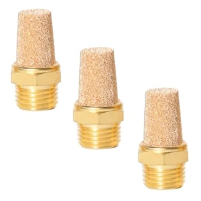 Immagine di Silenziatore pneumatico in bronzo sinterizzato 1/4&quot;, set da 3 silenziatori ad aria compressa di qualità industriale (3, 1/4&quot;)