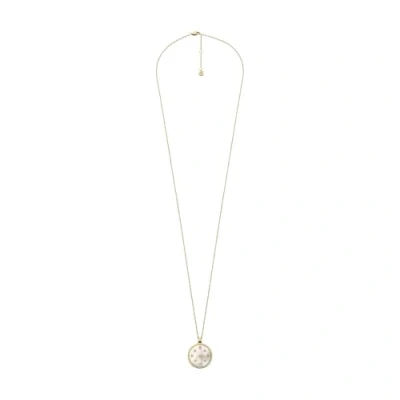 Immagine di Fossil Collana da donna in acciaio inossidabile con chiusura a moschettone, tono oro, ciondolo rotondo, Rosa perla