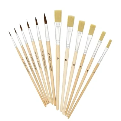 Immagine di K3T 49411 Set di pennelli da 12 pezzi (pennello con setole misura 4, 6, 8, 10, e 14, pennello per capelli 1, 2, 8 10)