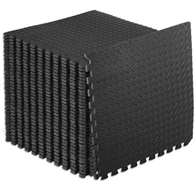 Immagine di ProsourceFit Puzzle Exercise Mat ½ in, EVA Interlocking Foam Floor Tiles for Home Gym, Workout Equipment, Padding Kids, Black, 24 in x 144 Sq Ft 36