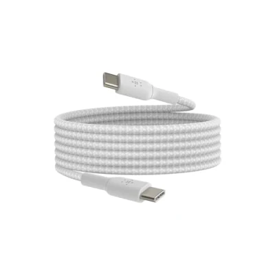 Immagine di Belkin BoostCharge Cavo intrecciato da USB C a 2 metri per iPhone 15, 15 Pro, Pro Max, Plus, Galaxy S24, S23, Note10, Note9, Pixel 8, 7, iPad ecc, bianco