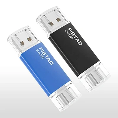 Immagine di Chiavetta USB 64GB, 2 in 1 OTG Pen Drive 2.0 Type C 64GB Memoria Stick Thumb Flash per PC, Tablet, Smartphone, ecc (2 Pezzi)