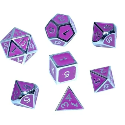 Immagine di REBEL RPG Set di dadi in metallo viola cromato goffrato