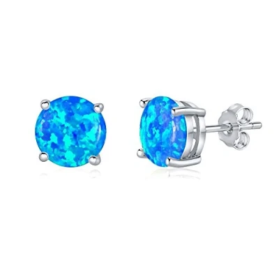 Immagine di SILVEGO Orecchini in Argento 925 con Opale Sintetico Blu 8 mm Farfallina