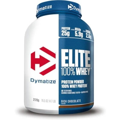 Immagine di Dymatize Elite 100% Whey Rich Chocolate 2170g Polvere ad alto contenuto di proteine e basso zuccheri del siero latte BCAA