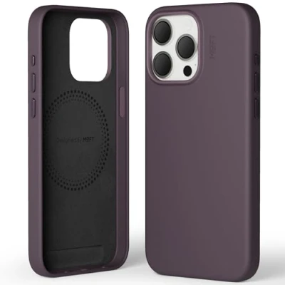 Immagine di MOFT Custodia Magnetica per iPhone 15 Pro Max Compatibile con MagSafe, Telefonica in Pelle Vegana MOVAS, Touch Sensation, Resistente a Graffi e Macchie, Facile da Pulire, Viola Mora